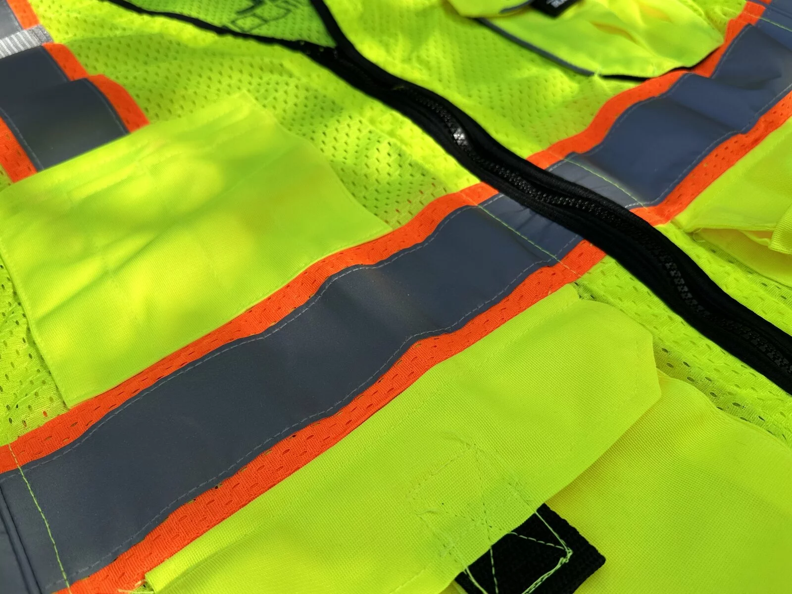 Close up of high visibility safety vest
