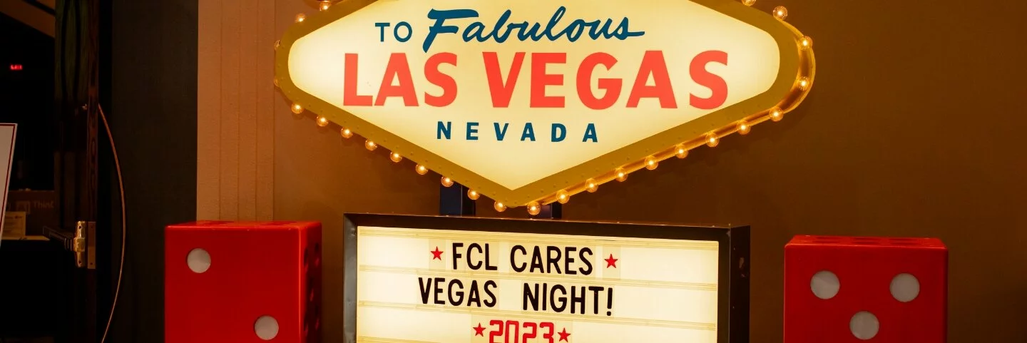 Photo of FCL Cares Vegas Night Event decorations.